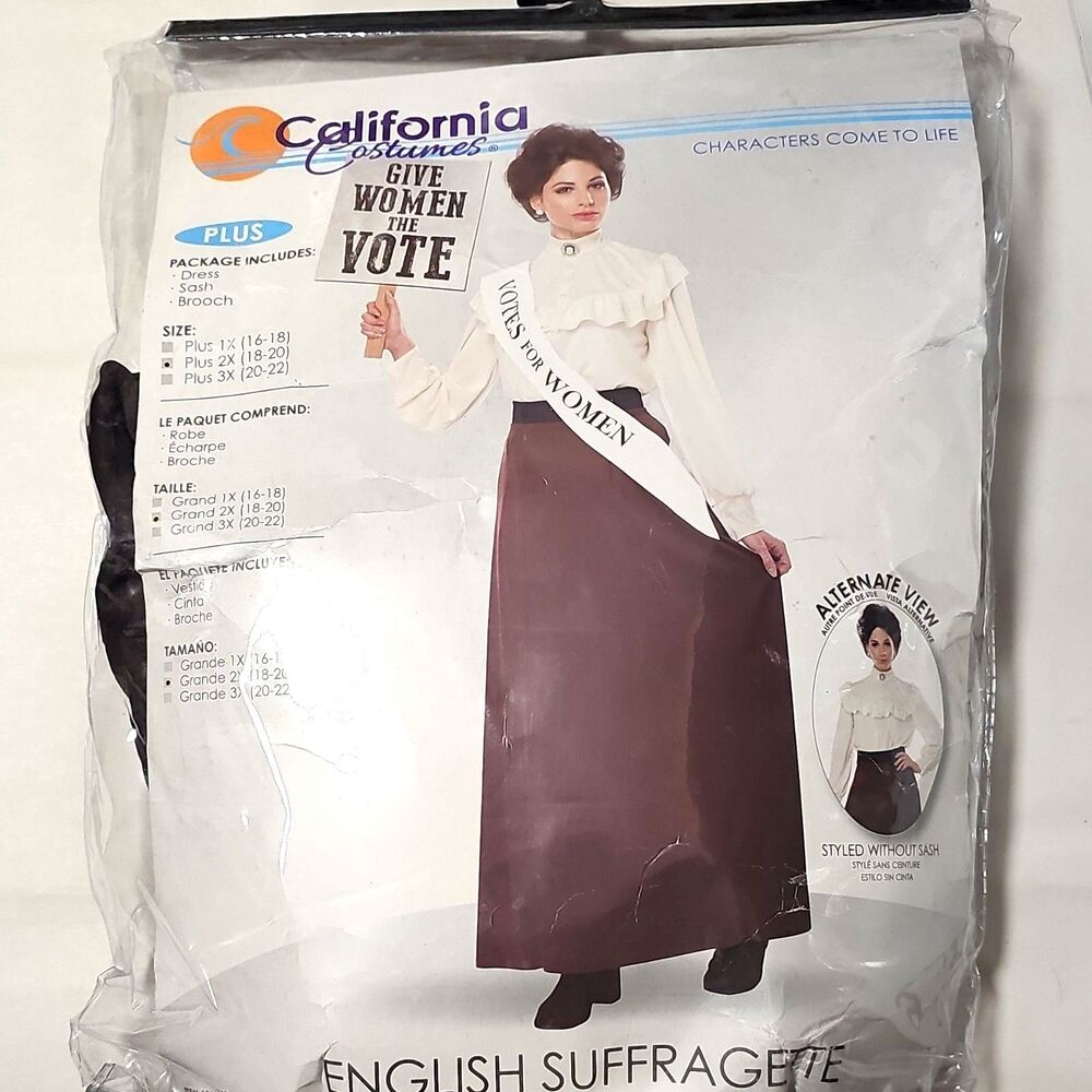 California Costumes English Suffragette Women's Plus Size Costume Brooch Sash